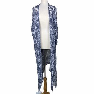 Blue and White Paisley Kimono Coverup